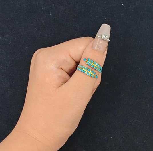 Boho-Western Adjustable Leaf Gemstone Rings