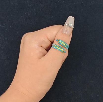 Boho-Western Adjustable Leaf Gemstone Rings