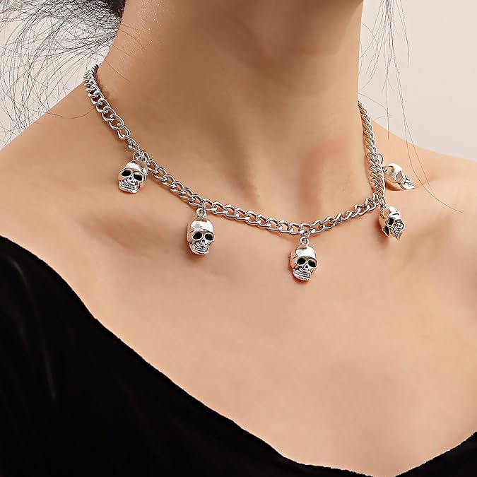 Gothic Skull Alloy Choker Necklace