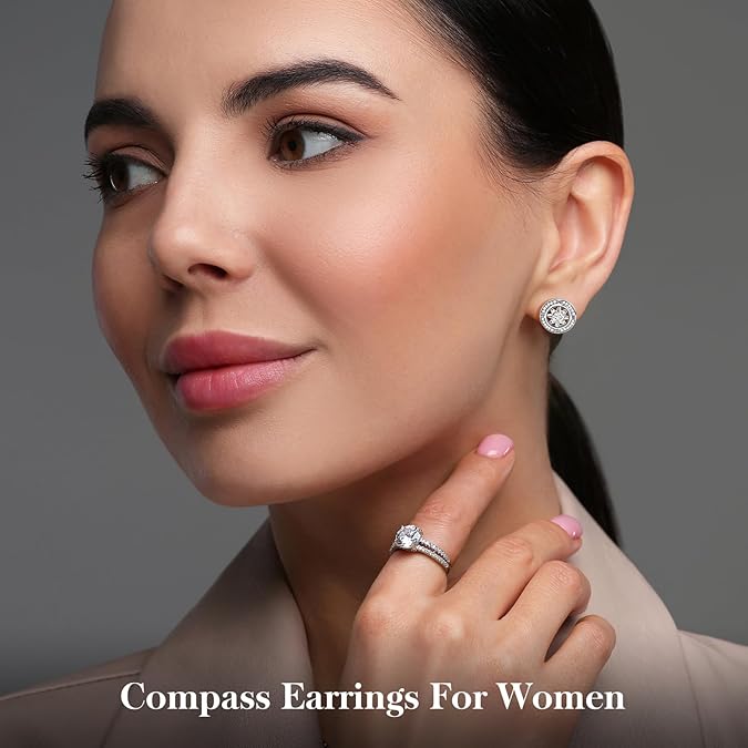 S925 Sterling Silver 18K White Gold-Filled 5A CZ Stud Earrings