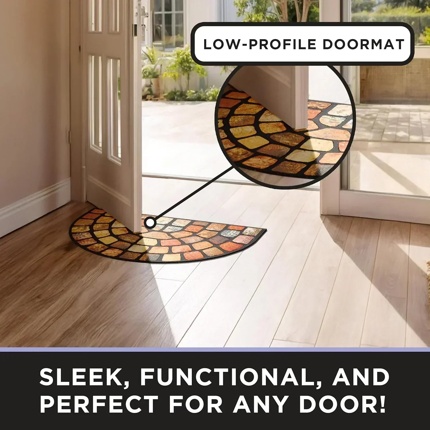 🌈💖 Półokrągła wycieraczka w stylu boho — antypoślizgowa, miękka mata