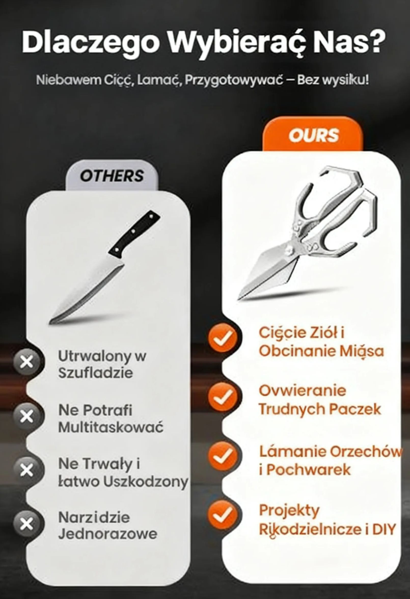 Mocne nożyce kuchenne do kości kurczaka, grube, uniwersalne, do domu