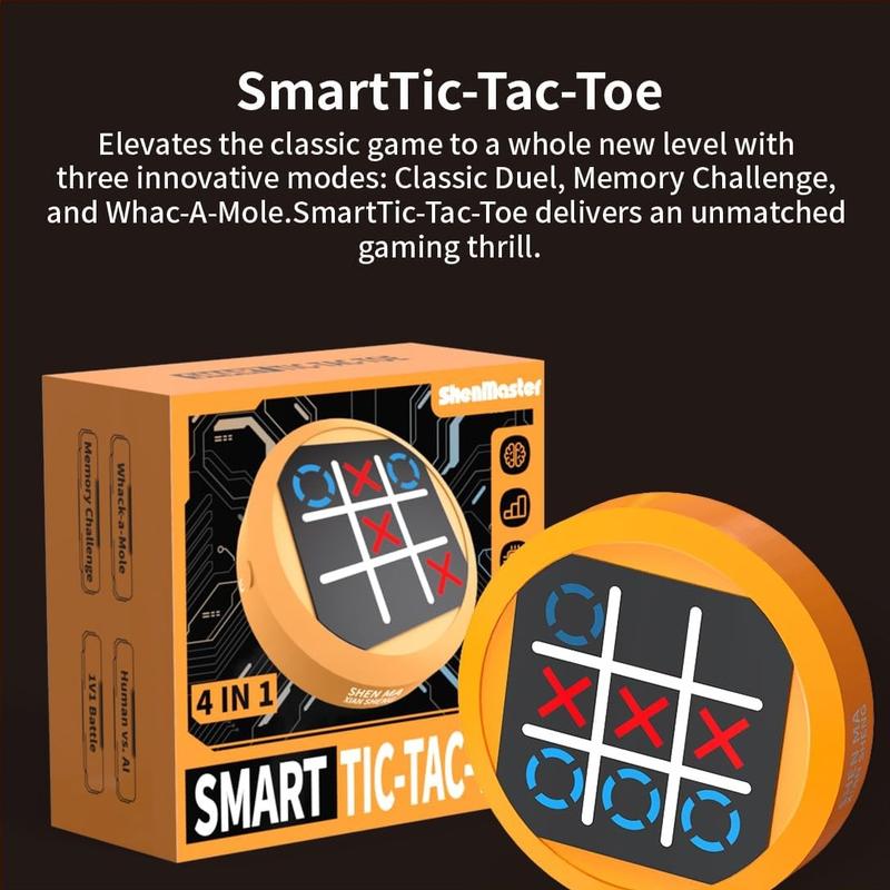 4 in 1 Electronic Tic Tac Toe Game, Portable Handheld Puzzle Game Console, Travel Games for Kids & Adults, Educational and Memory Growth Board Games