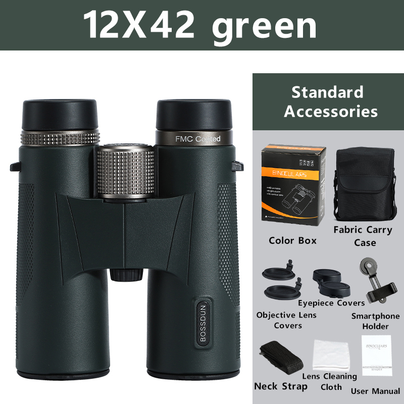 BOSSDUN 12x42 Professional Binoculars for Bird Watching, Hiking & Sports – HD Optics, BAK4 Prism, Waterproof Design