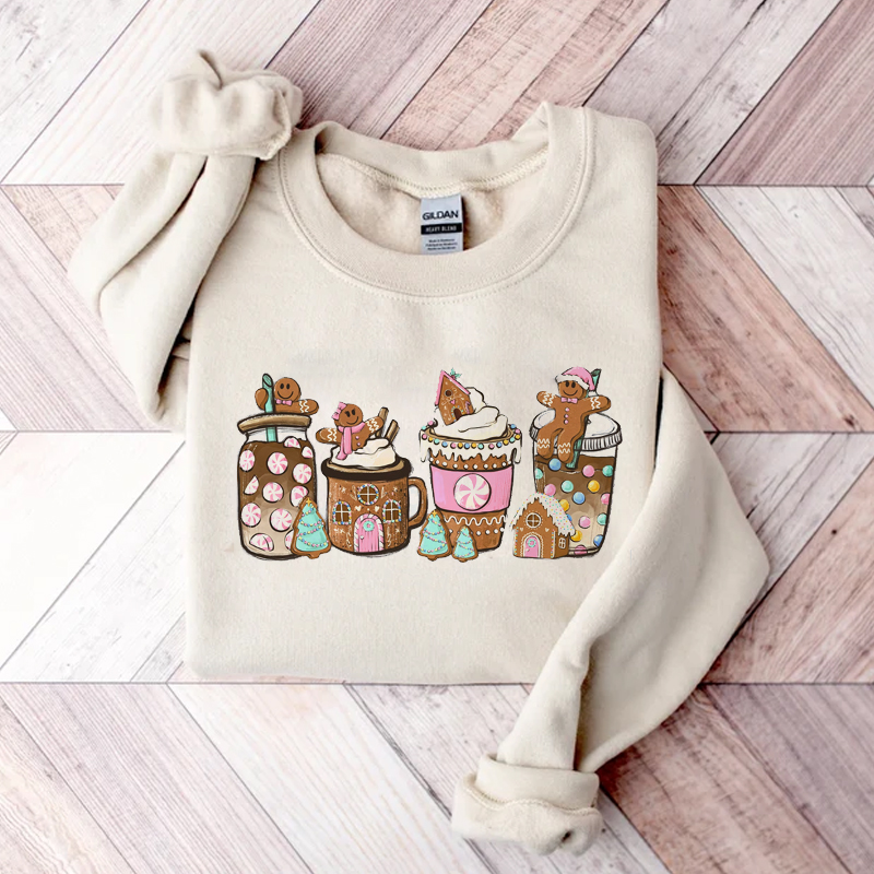 Gingerbread Christmas Coffee Sweatshirt-Lulueye