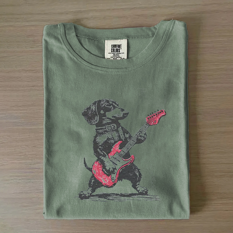 Vintage Dachshund Weenie Playing Guitar T-shirt