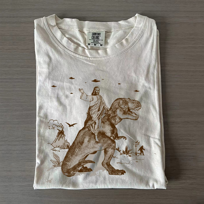 Funny Dinosaur Graphic T-shirt-Lulueye