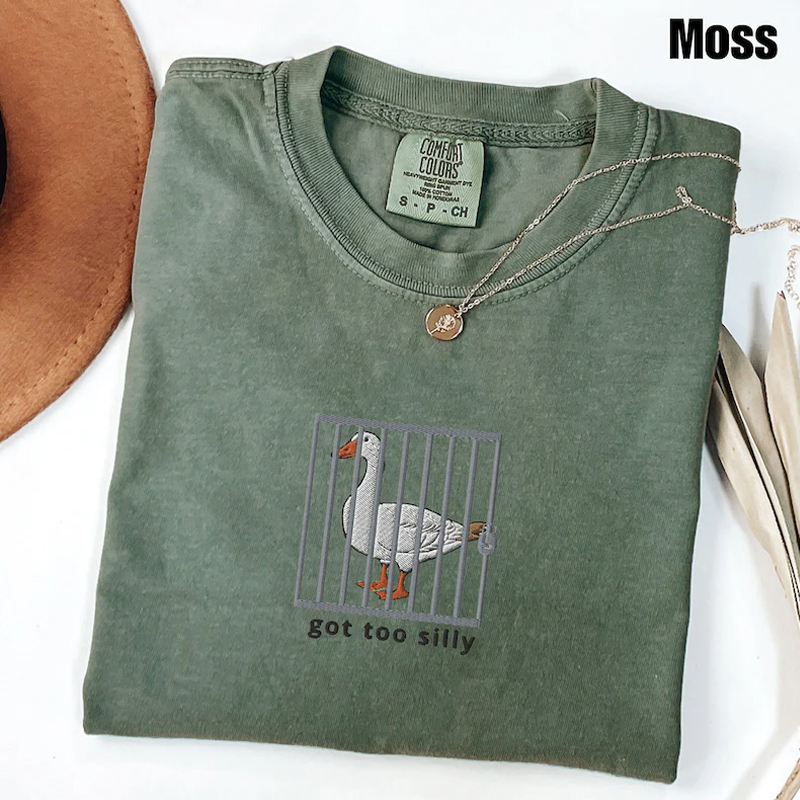 Got too silly Embroidered T-shirt-Lulueye