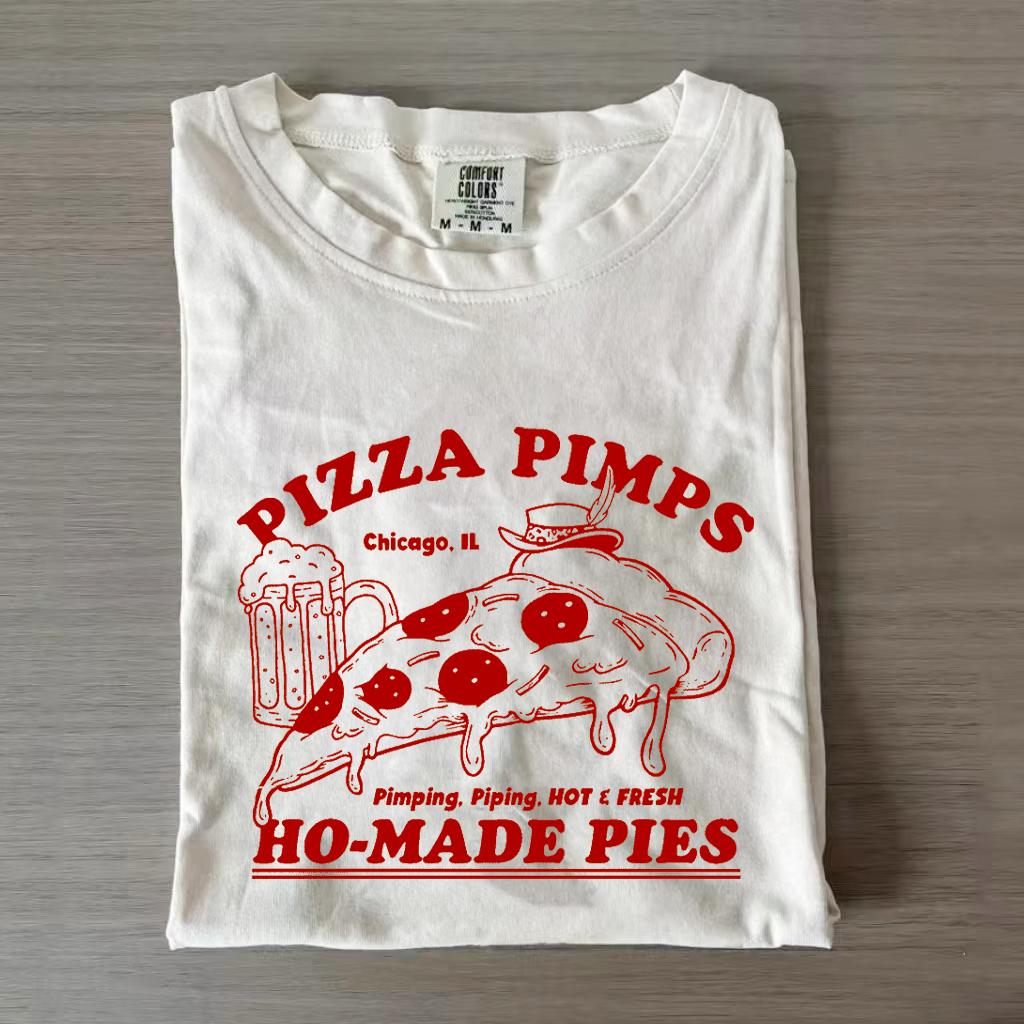 Funny Pizza T-Shirt Vintage Pizza Slice Restaurant T-Shirt Unisex