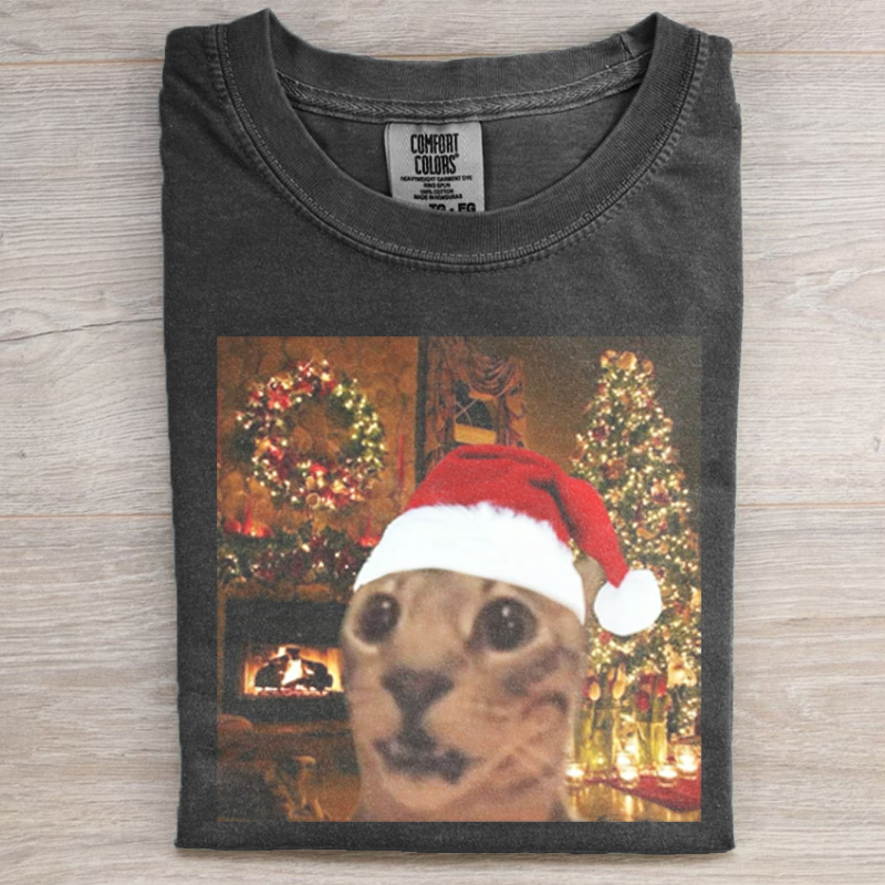 Cute Christmas Cat meme T-shirt