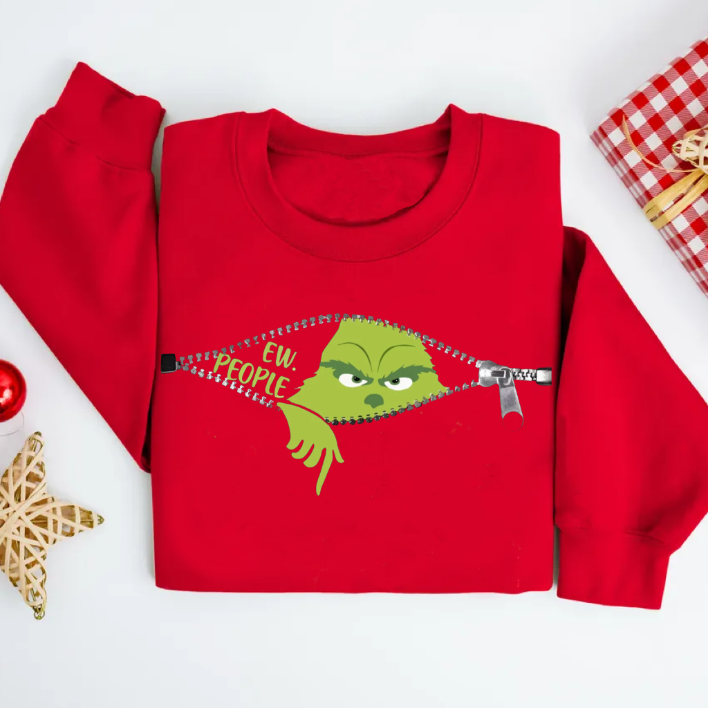 Ew People Grinch Face Xmas Christmas Sweatshirt