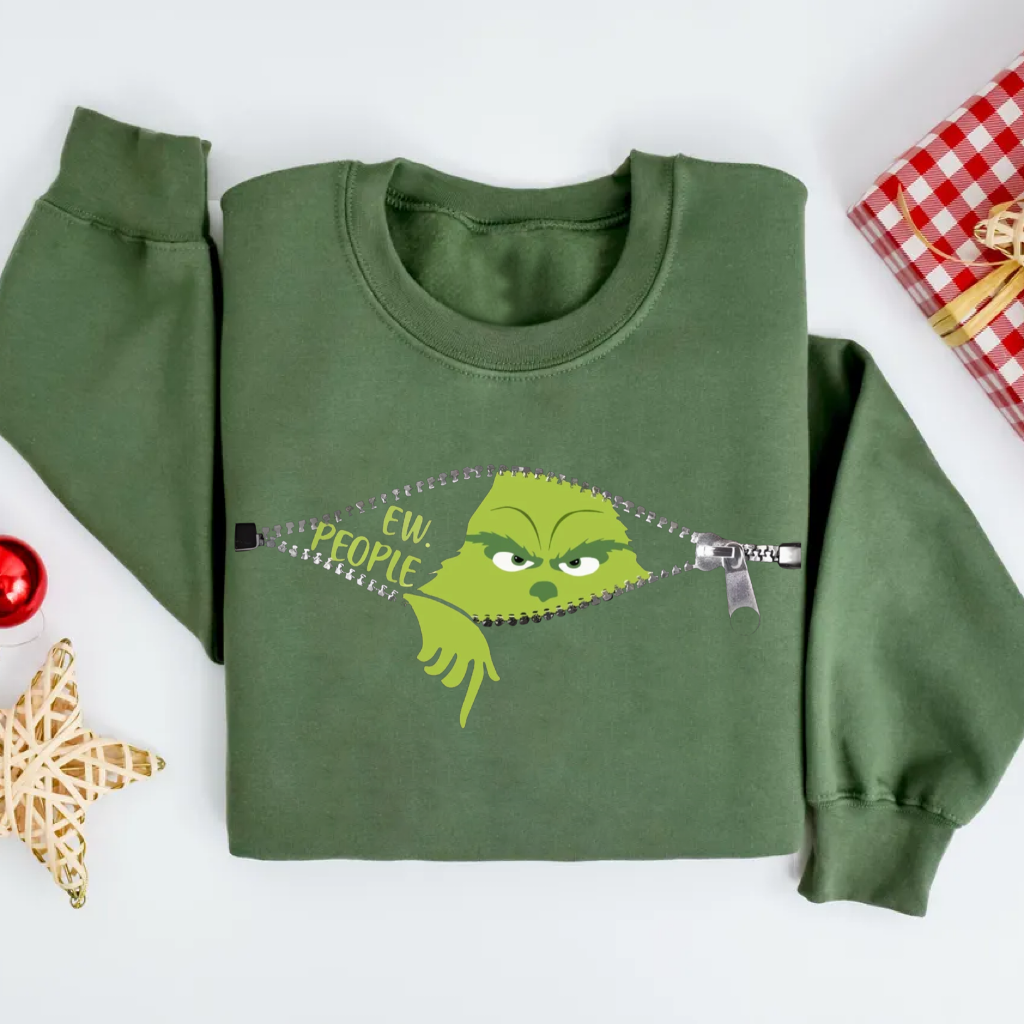 Ew People Grinch Face Xmas Christmas Sweatshirt