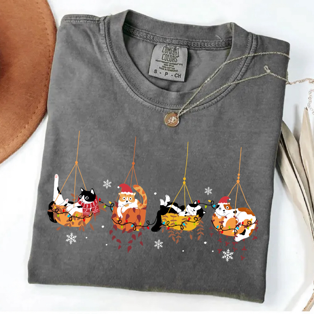 Comfort Colors Funny Christmas Cat Shirt