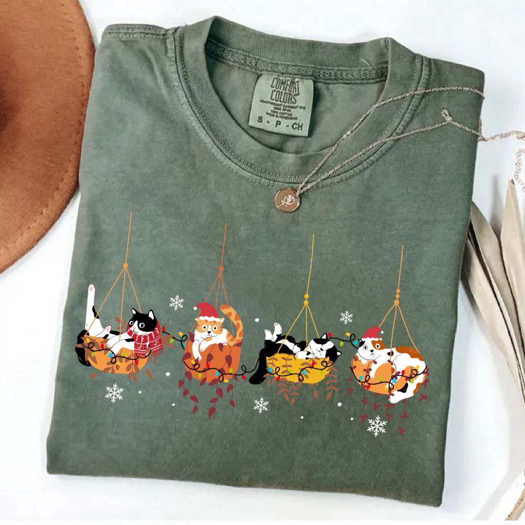 Comfort Colors Funny Christmas Cat Shirt