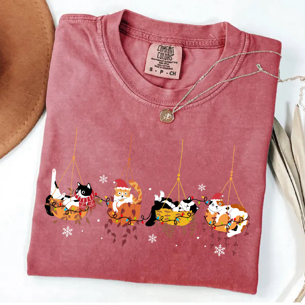 Comfort Colors Funny Christmas Cat Shirt