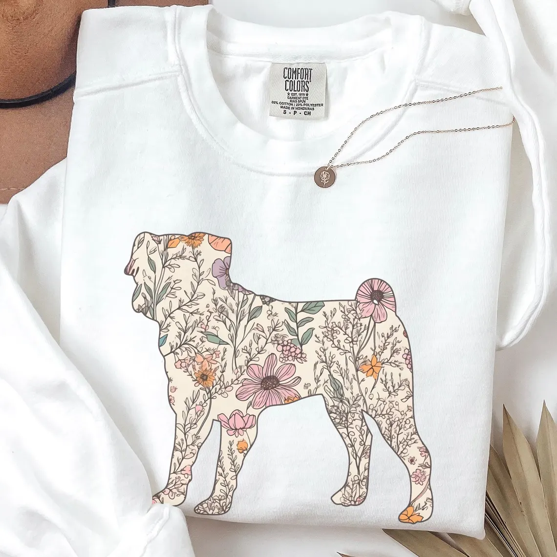 Floral Pug Mama T-Shirt