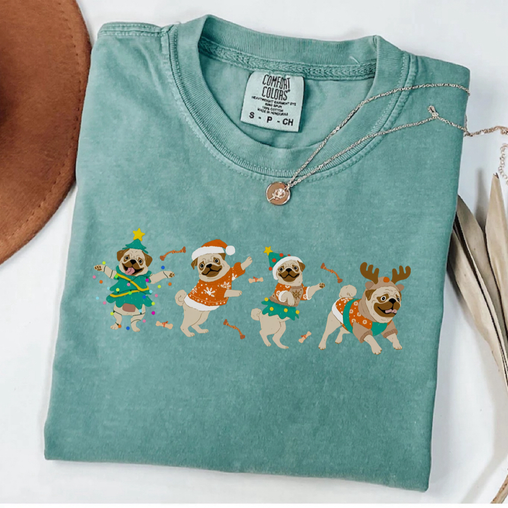 Christmas Pug Shirt Christmas Hat Pug T-Shirt