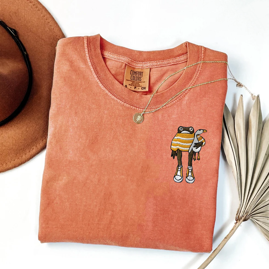Embroidered Cute Frog T-Shirt