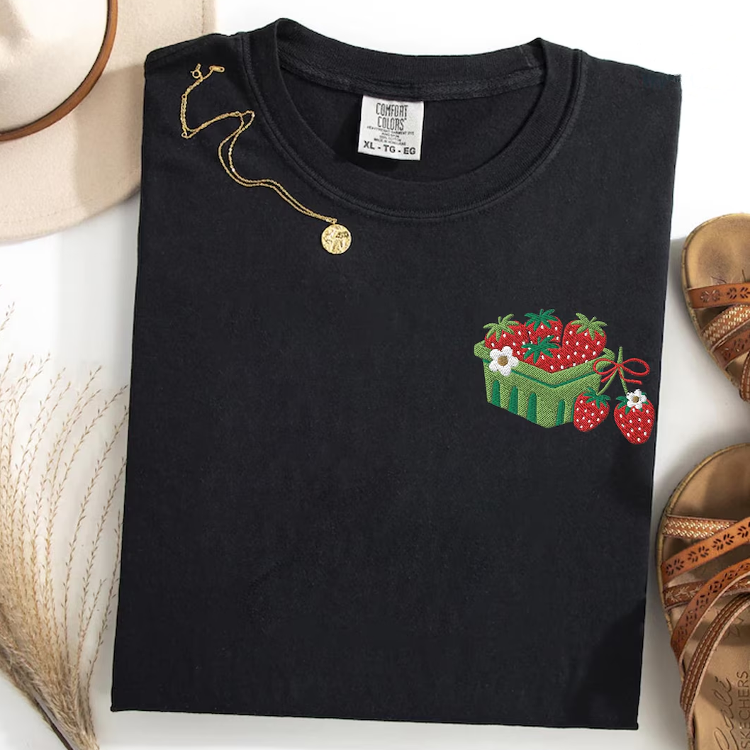 Embroidered Strawberry T-shirt