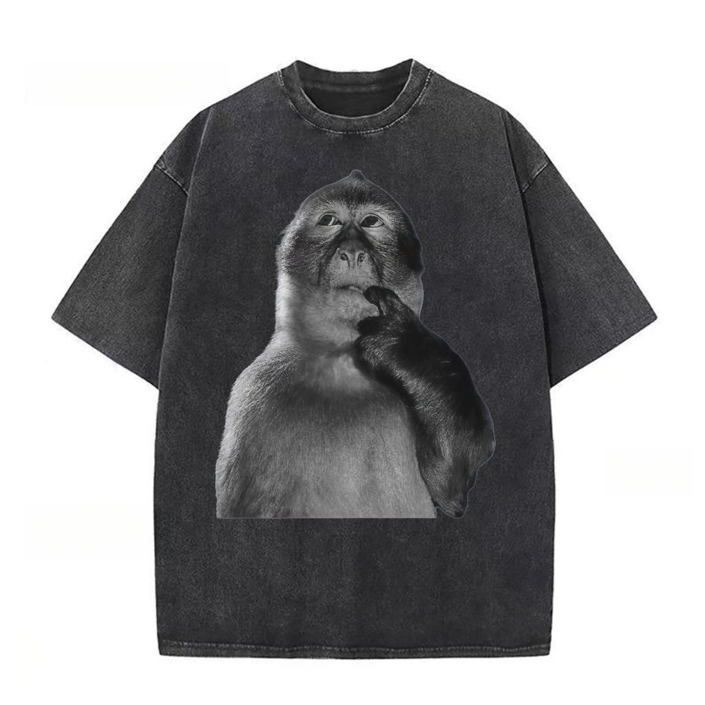 Funny Monkey Stupid Meme Washed T-shirt