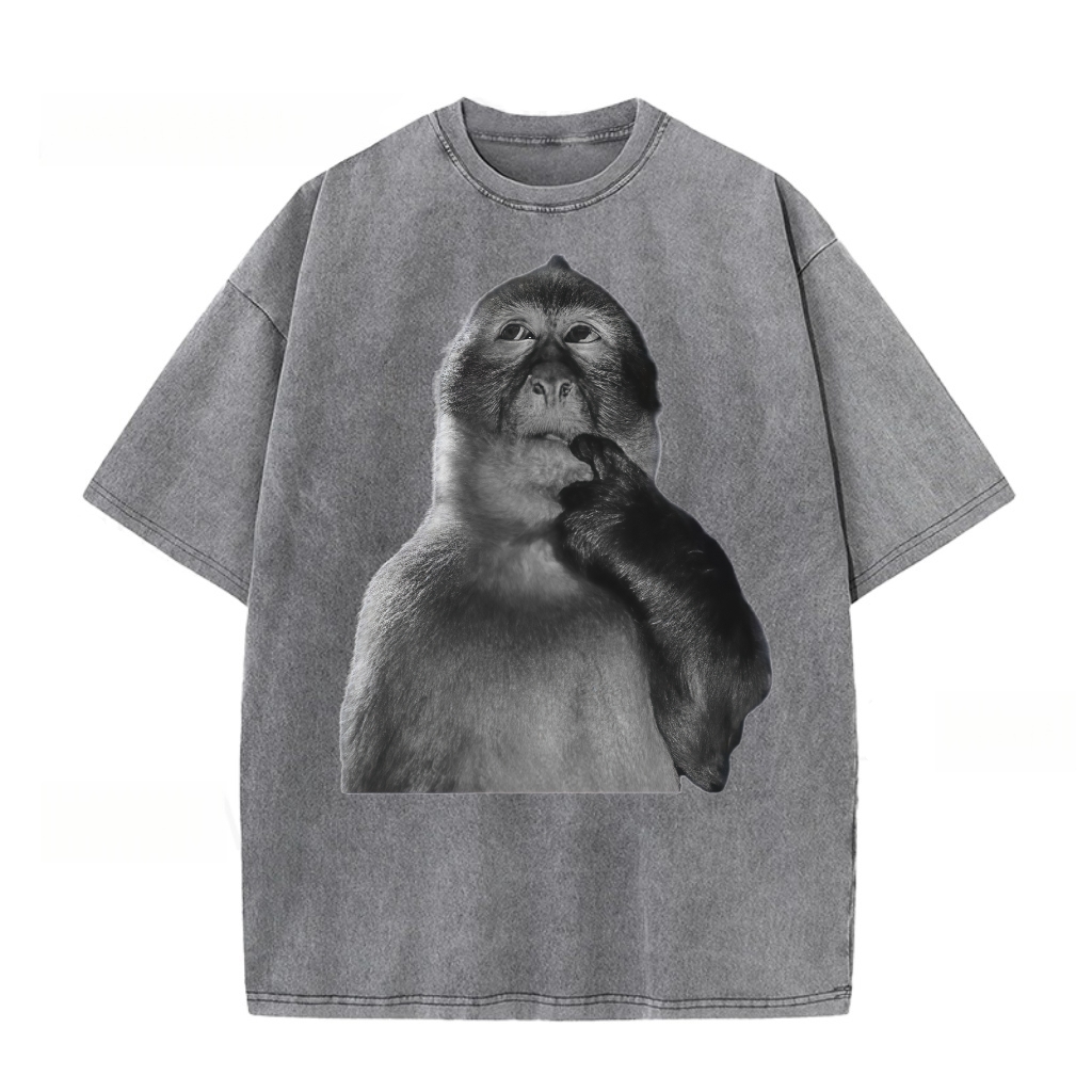 Funny Monkey Stupid Meme Washed T-shirt