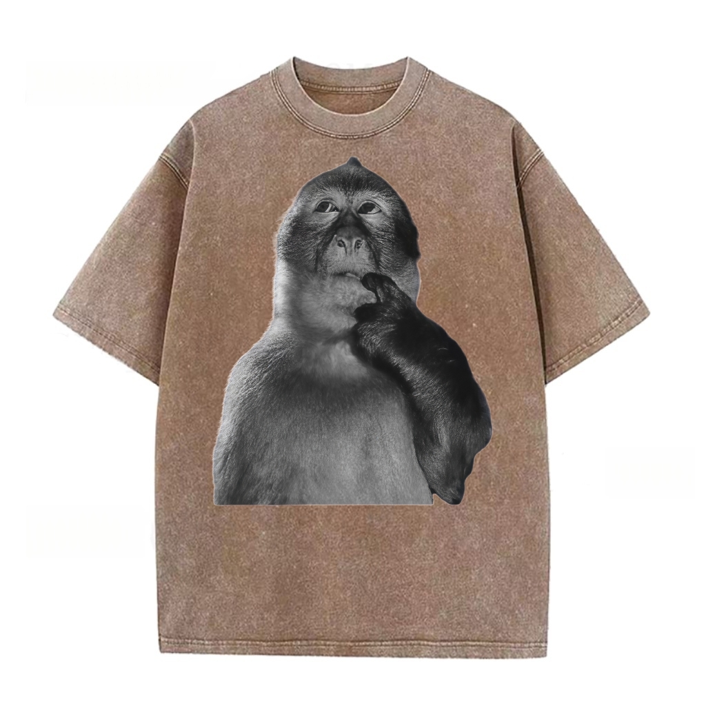 Funny Monkey Stupid Meme Washed T-shirt