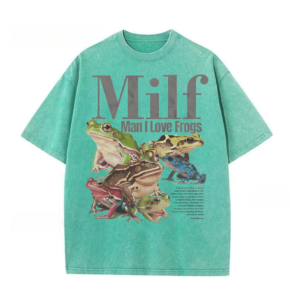 Man I Love Frogs Funny Meme Washed T-shirt
