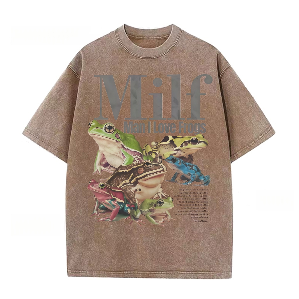 Man I Love Frogs Funny Meme Washed T-shirt