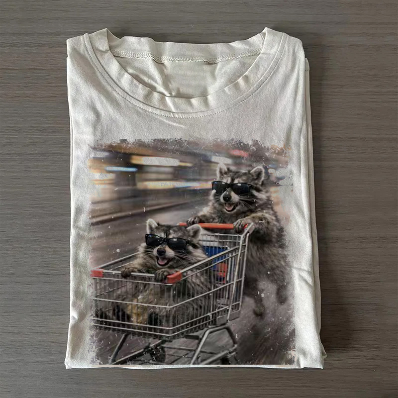 Raccoon Racing Shopping Cart T-shirt