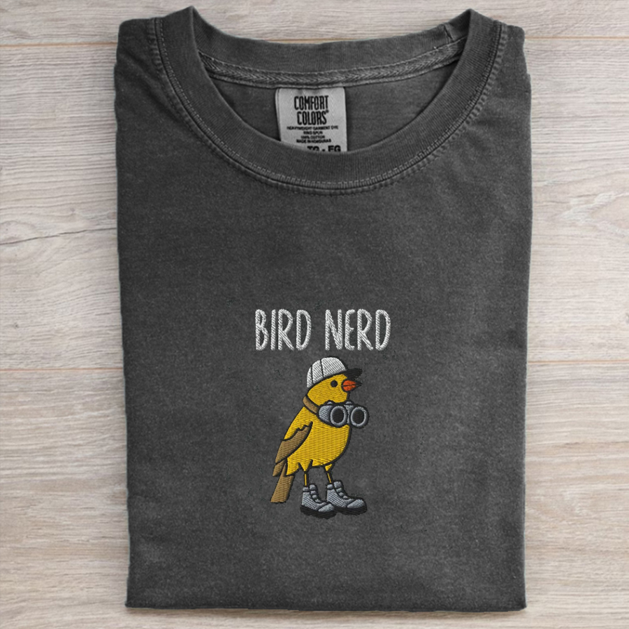 Embroidered Bird Nerd Comfort Colors T-shirt