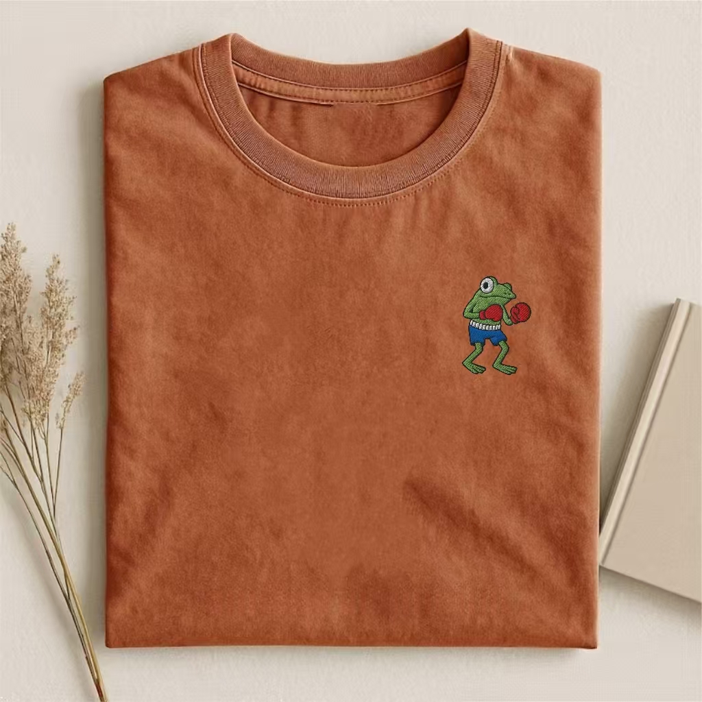 Boxing Frog Embroidered T-shirt