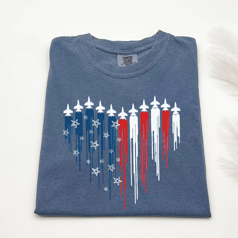 Comfort Colors Patriotic Jet Heart T-shirt