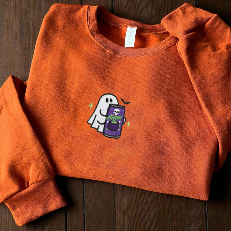Embroidered Spooky Ghost Halloween Sweatshirt