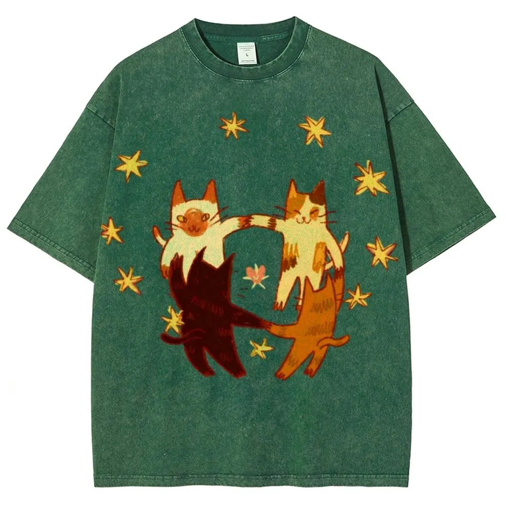 Circle Cats Washed T-Shirt