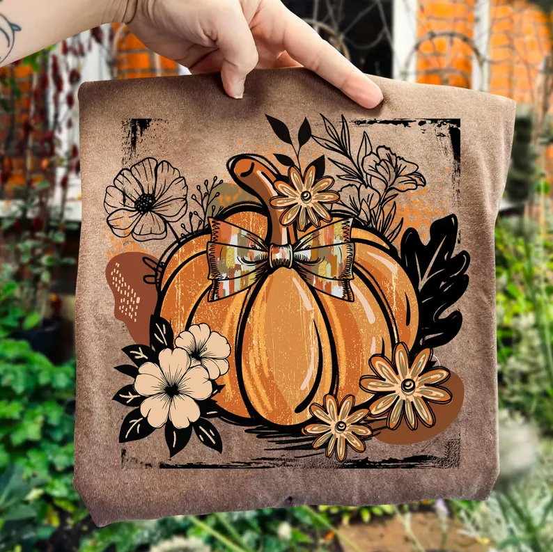 Floral Fall Pumpkin T-shirt