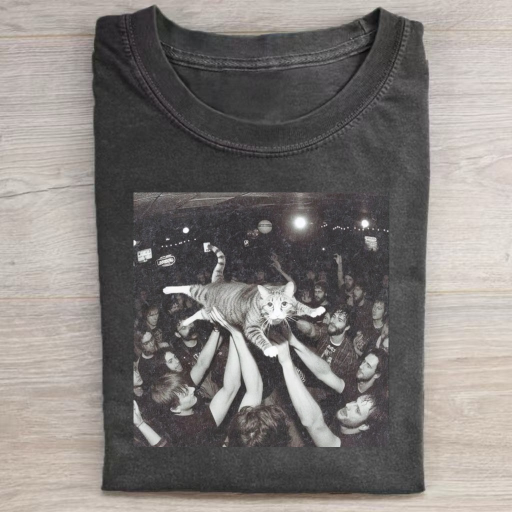 Cat Crowd Surfing Concert T-shirt