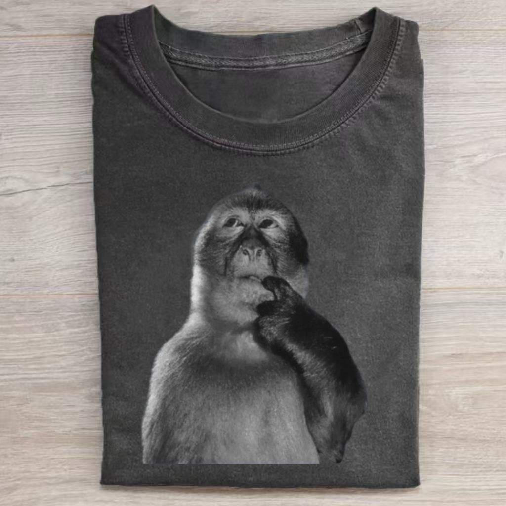 Thinking Monkey Meme T-shirt