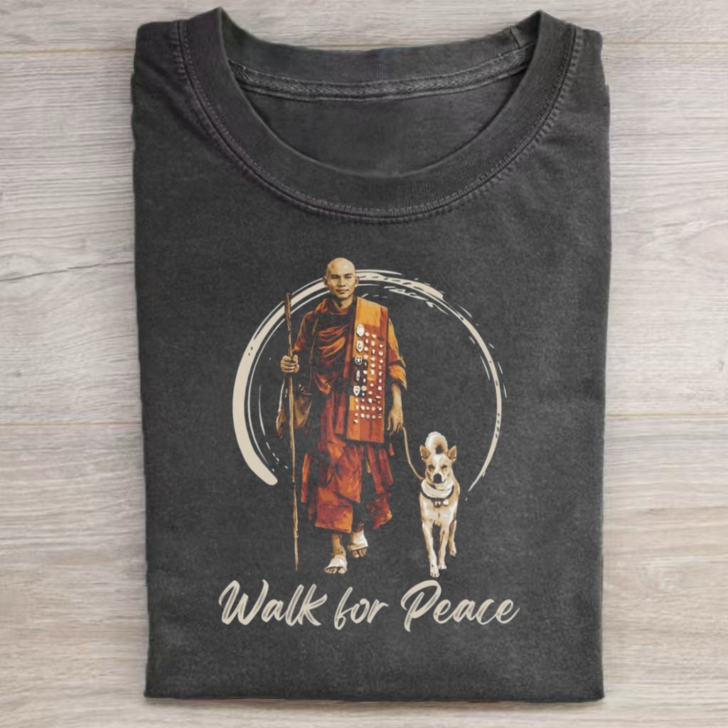 "Walk for Peace" Monk & Dog Graphic T-shirt