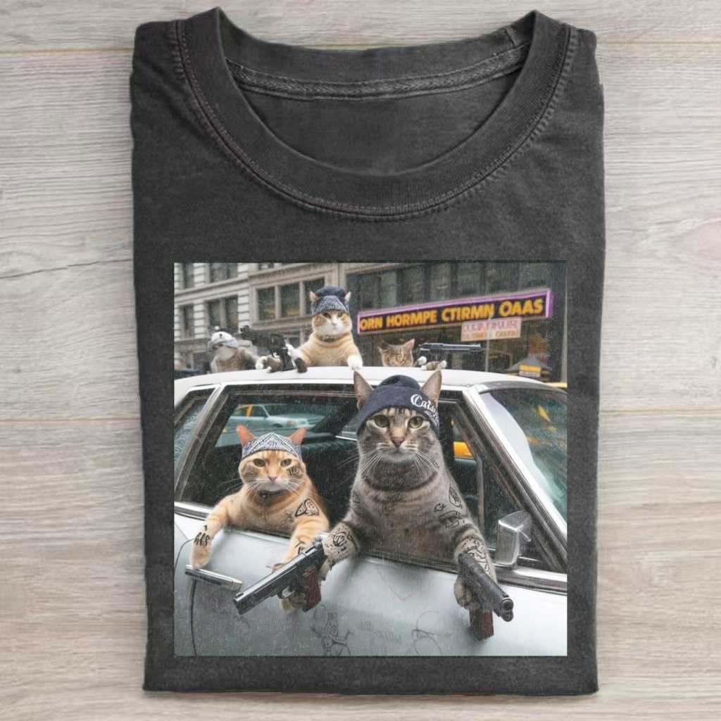 Gangsta Cats Car Meme T-shirt