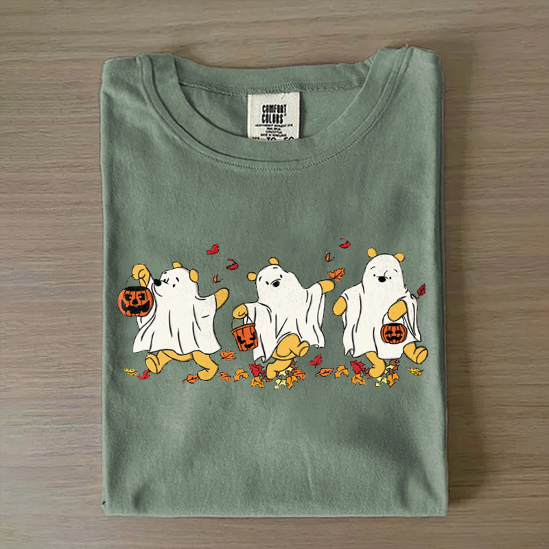 Retro Pooh Ghost Halloween T-shirt-Lulueye