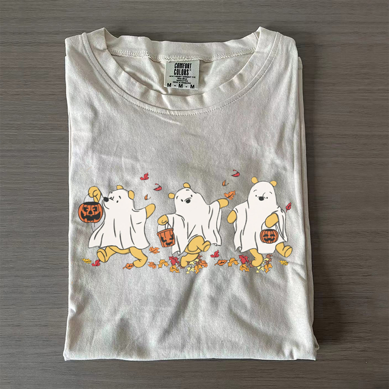 Retro Pooh Ghost Halloween T-shirt-Lulueye
