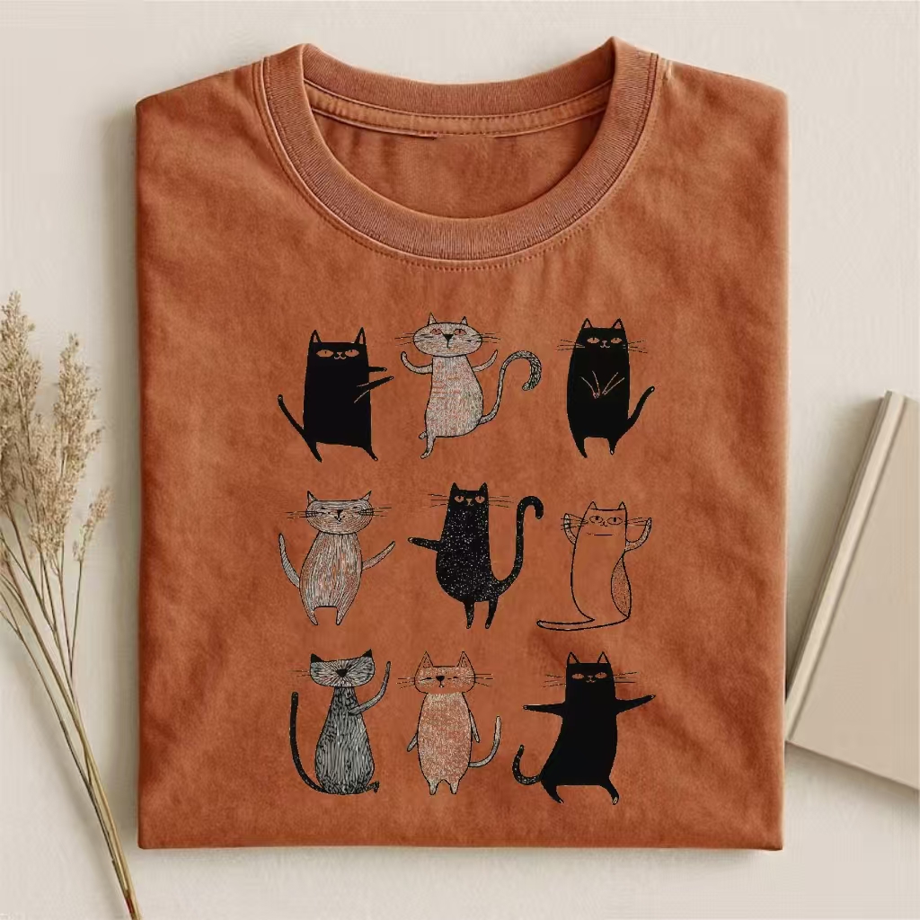 Playful Cat Collage Graphic T-shirt
