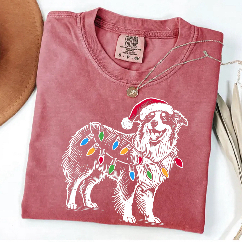Comfort Color Australian Shepherd Christmas T-shirt