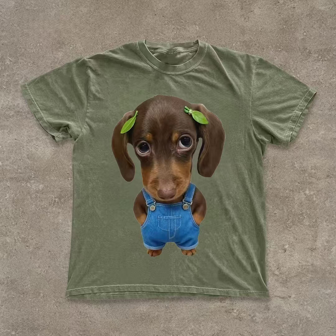 Cute Dachshund in Overalls Art T-shirt