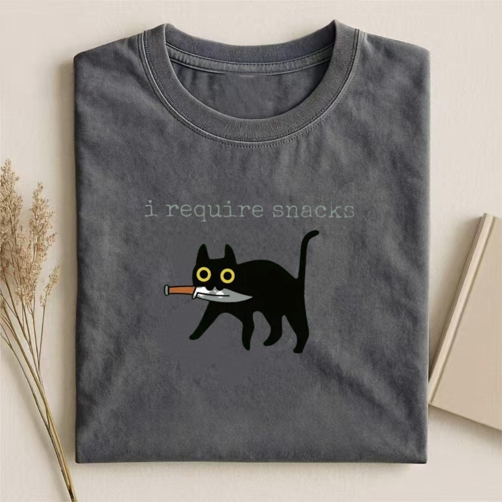 Snack-Requesting Black Cat T-shirt