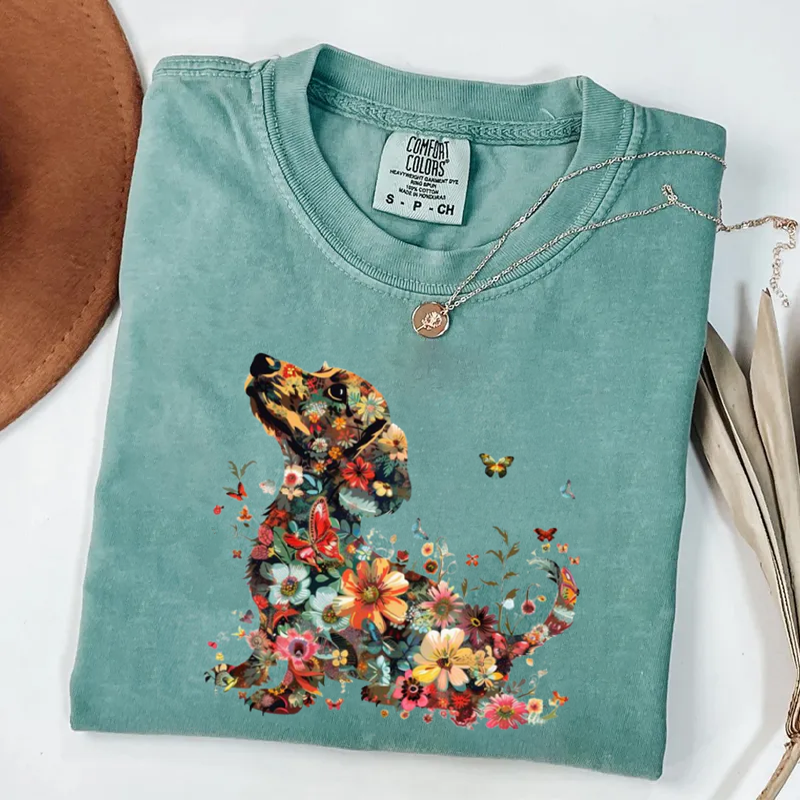 Floral Dachshund T-shirt