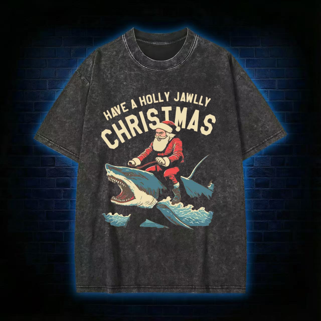 Have A Holly Jawlly Christmas Washed T-shirt