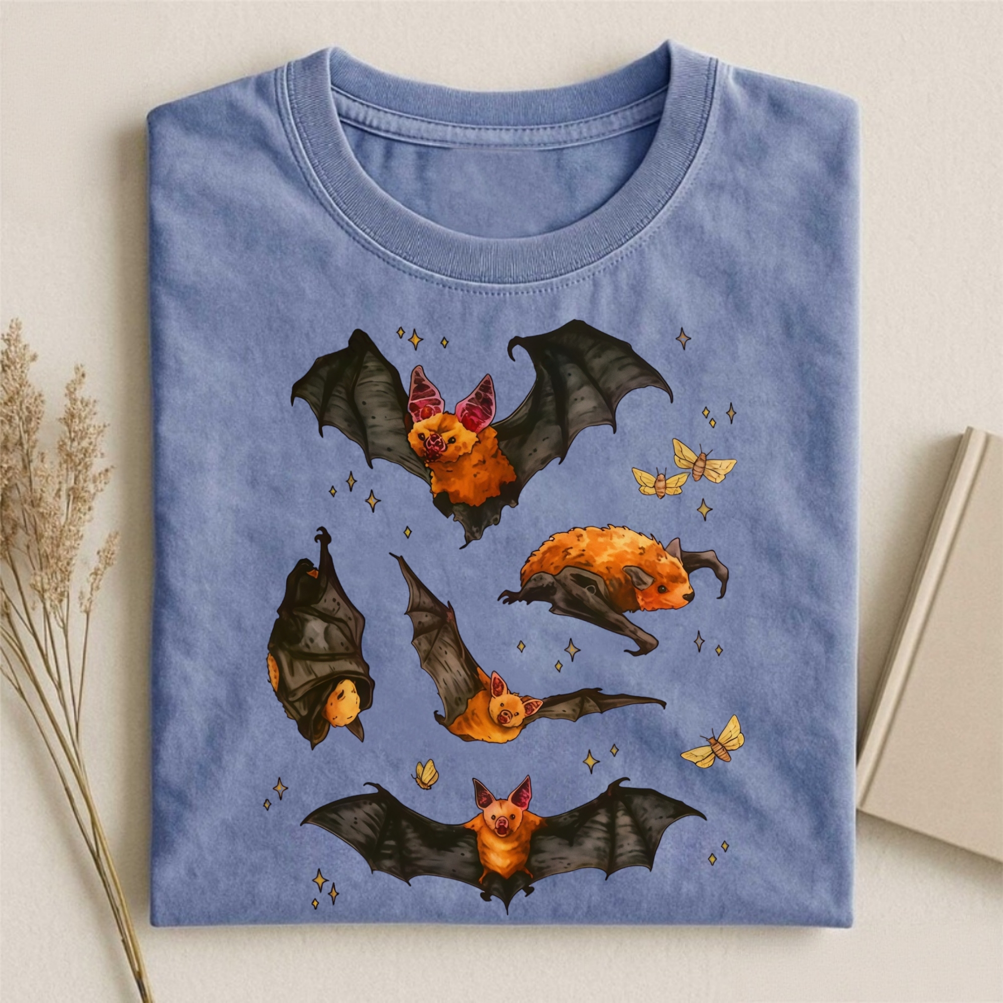 Black Cute Bat And Star T-shirt