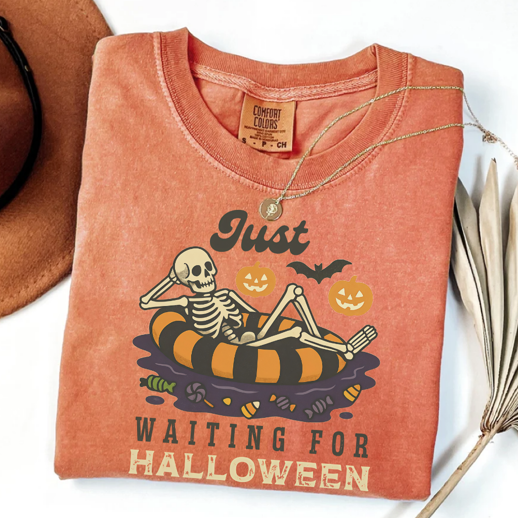 Just Waiting Skeleton Halloween T-shirt