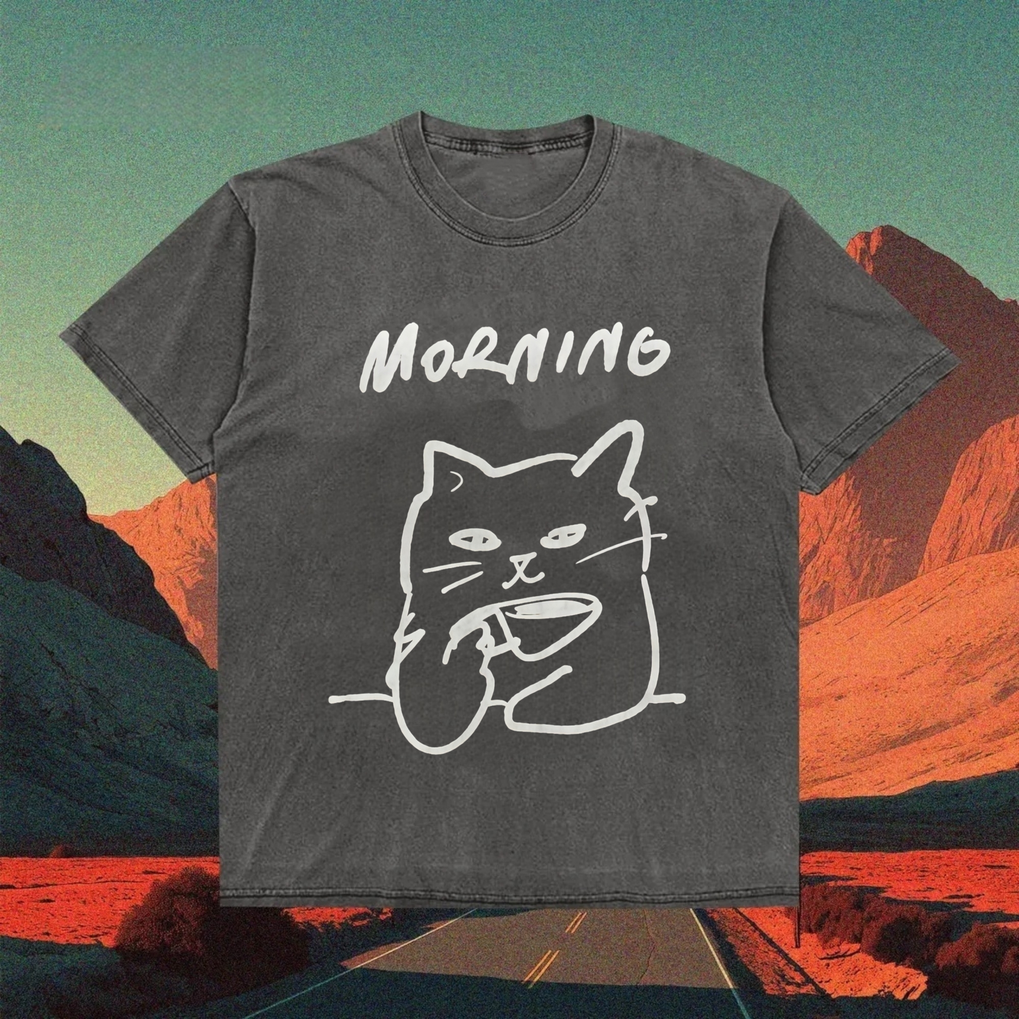 Cat Drinking Water T-shirt